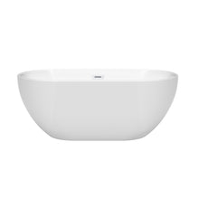 Load image into Gallery viewer, Wyndham Brooklyn 60 Inch Freestanding Bathtub in White with Shiny White Drain and Overflow Trim- Wyndham