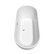 Load image into Gallery viewer, Wyndham Brooklyn 67 Inch Freestanding Bathtub in White with Floor Mounted Faucet, Drain and Overflow Trim in Polished Chrome- Wyndham