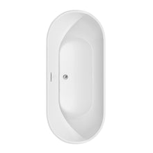 Load image into Gallery viewer, Wyndham Brooklyn 67 Inch Freestanding Bathtub in White with Floor Mounted Faucet, Drain and Overflow Trim in Polished Chrome- Wyndham