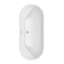 Load image into Gallery viewer, Wyndham Brooklyn 67 Inch Freestanding Bathtub in White with Polished Chrome Trim and Floor Mounted Faucet in Matte Black- Wyndham