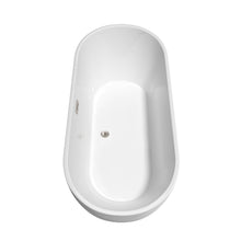 Load image into Gallery viewer, Wyndham Brooklyn 67 Inch Freestanding Bathtub in White with Floor Mounted Faucet, Drain and Overflow Trim in Brushed Nickel- Wyndham
