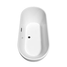 Load image into Gallery viewer, Wyndham Brooklyn 67 Inch Freestanding Bathtub in White with Floor Mounted Faucet, Drain and Overflow Trim in Matte Black- Wyndham