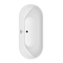Load image into Gallery viewer, Wyndham Brooklyn 67 Inch Freestanding Bathtub in White with Matte Black Drain and Overflow Trim- Wyndham
