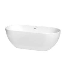 Load image into Gallery viewer, Wyndham Brooklyn 67 Inch Freestanding Bathtub in White with Shiny White Drain and Overflow Trim- Wyndham
