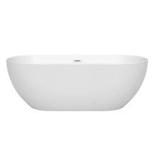 Load image into Gallery viewer, Wyndham Brooklyn 67 Inch Freestanding Bathtub in White with Shiny White Drain and Overflow Trim- Wyndham