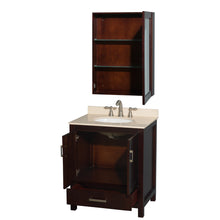 Load image into Gallery viewer, Wyndham Sheffield 30 Inch Single Bathroom Vanity in Espresso, Ivory Marble Countertop, Undermount Oval Sink, and Medicine Cabinet- Wyndham