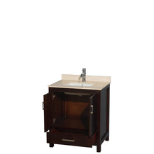 Load image into Gallery viewer, Wyndham Sheffield 30 Inch Single Bathroom Vanity in Espresso, Ivory Marble Countertop, Undermount Square Sink, and No Mirror- Wyndham