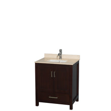 Load image into Gallery viewer, Wyndham Sheffield 30 Inch Single Bathroom Vanity in Espresso, Ivory Marble Countertop, Undermount Square Sink, and No Mirror- Wyndham