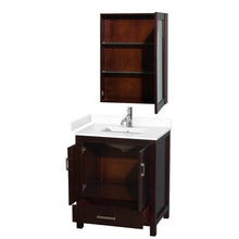 Load image into Gallery viewer, Wyndham Sheffield 30 Inch Single Bathroom Vanity in Espresso, White Cultured Marble Countertop, Undermount Square Sink, Medicine Cabinet- Wyndham