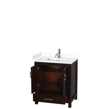 Load image into Gallery viewer, Wyndham Sheffield 30 Inch Single Bathroom Vanity in Espresso, White Cultured Marble Countertop, Undermount Square Sink, No Mirror- Wyndham