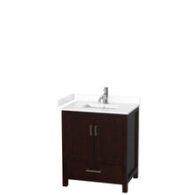 Load image into Gallery viewer, Wyndham Sheffield 30 Inch Single Bathroom Vanity in Espresso, White Cultured Marble Countertop, Undermount Square Sink, No Mirror- Wyndham