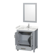 Load image into Gallery viewer, Wyndham Sheffield 30 Inch Single Bathroom Vanity in Gray, Carrara Cultured Marble Countertop, Undermount Square Sink, 24 Inch Mirror- Wyndham