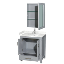 Load image into Gallery viewer, Wyndham Sheffield 30 Inch Single Bathroom Vanity in Gray, Carrara Cultured Marble Countertop, Undermount Square Sink, Medicine Cabinet- Wyndham