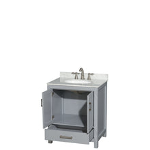 Load image into Gallery viewer, Wyndham Sheffield 30 Inch Single Bathroom Vanity in Gray, White Carrara Marble Countertop, Undermount Oval Sink, and No Mirror- Wyndham