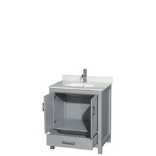 Load image into Gallery viewer, Wyndham Sheffield 30 Inch Single Bathroom Vanity in Gray, White Carrara Marble Countertop, Undermount Square Sink, and No Mirror- Wyndham