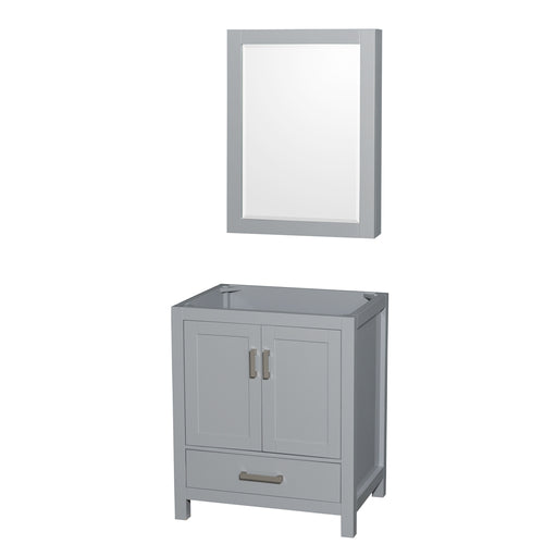 Wyndham Sheffield 30 Inch Single Bathroom Vanity in Gray, No Countertop, No Sink, and Medicine Cabinet- Wyndham