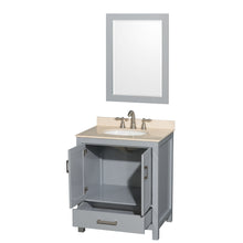 Load image into Gallery viewer, Wyndham Sheffield 30 Inch Single Bathroom Vanity in Gray, Ivory Marble Countertop, Undermount Oval Sink, and 24 Inch Mirror- Wyndham
