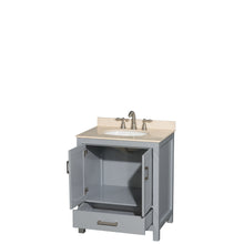Load image into Gallery viewer, Wyndham Sheffield 30 Inch Single Bathroom Vanity in Gray, Ivory Marble Countertop, Undermount Oval Sink, and No Mirror- Wyndham