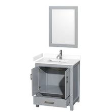 Load image into Gallery viewer, Wyndham Sheffield 30 Inch Single Bathroom Vanity in Gray, White Cultured Marble Countertop, Undermount Square Sink, 24 Inch Mirror- Wyndham