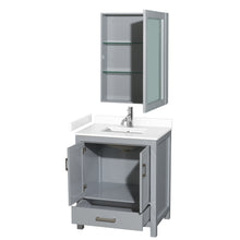Load image into Gallery viewer, Wyndham Sheffield 30 Inch Single Bathroom Vanity in Gray, White Cultured Marble Countertop, Undermount Square Sink, Medicine Cabinet- Wyndham