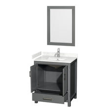 Load image into Gallery viewer, Wyndham Sheffield 30 Inch Single Bathroom Vanity in Dark Gray, Carrara Cultured Marble Countertop, Undermount Square Sink, 24 Inch Mirror- Wyndham