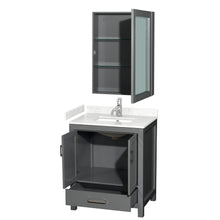 Load image into Gallery viewer, Wyndham Sheffield 30 Inch Single Bathroom Vanity in Dark Gray, Carrara Cultured Marble Countertop, Undermount Square Sink, Medicine Cabinet- Wyndham