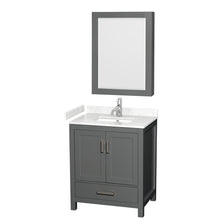 Load image into Gallery viewer, Wyndham Sheffield 30 Inch Single Bathroom Vanity in Dark Gray, Carrara Cultured Marble Countertop, Undermount Square Sink, Medicine Cabinet- Wyndham