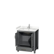 Load image into Gallery viewer, Wyndham Sheffield 30 Inch Single Bathroom Vanity in Dark Gray, Carrara Cultured Marble Countertop, Undermount Square Sink, No Mirror- Wyndham