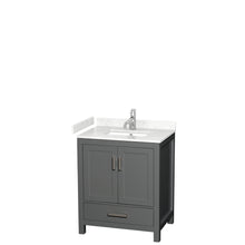 Load image into Gallery viewer, Wyndham Sheffield 30 Inch Single Bathroom Vanity in Dark Gray, Carrara Cultured Marble Countertop, Undermount Square Sink, No Mirror- Wyndham