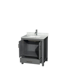 Load image into Gallery viewer, Wyndham Sheffield 30 Inch Single Bathroom Vanity in Dark Gray, White Carrara Marble Countertop, Undermount Square Sink, and No Mirror- Wyndham