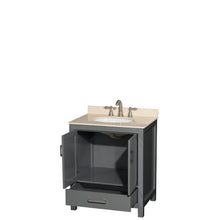 Load image into Gallery viewer, Wyndham Sheffield 30 Inch Single Bathroom Vanity in Dark Gray, Ivory Marble Countertop, Undermount Oval Sink, and No Mirror- Wyndham
