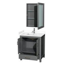 Load image into Gallery viewer, Wyndham Sheffield 30 Inch Single Bathroom Vanity in Dark Gray, White Cultured Marble Countertop, Undermount Square Sink, Medicine Cabinet- Wyndham