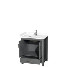 Load image into Gallery viewer, Wyndham Sheffield 30 Inch Single Bathroom Vanity in Dark Gray, White Cultured Marble Countertop, Undermount Square Sink, No Mirror- Wyndham