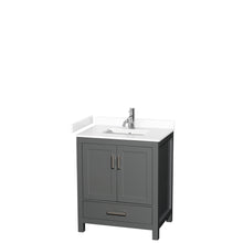 Load image into Gallery viewer, Wyndham Sheffield 30 Inch Single Bathroom Vanity in Dark Gray, White Cultured Marble Countertop, Undermount Square Sink, No Mirror- Wyndham