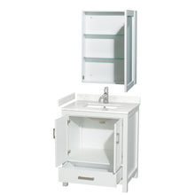 Load image into Gallery viewer, Wyndham Sheffield 30 Inch Single Bathroom Vanity in White, Carrara Cultured Marble Countertop, Undermount Square Sink, Medicine Cabinet- Wyndham