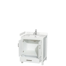 Load image into Gallery viewer, Wyndham Sheffield 30 Inch Single Bathroom Vanity in White, Carrara Cultured Marble Countertop, Undermount Square Sink, No Mirror- Wyndham