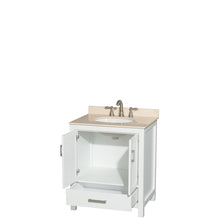 Load image into Gallery viewer, Wyndham Sheffield 30 Inch Single Bathroom Vanity in White, Ivory Marble Countertop, Undermount Oval Sink, and No Mirror- Wyndham