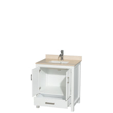 Load image into Gallery viewer, Wyndham Sheffield 30 Inch Single Bathroom Vanity in White, Ivory Marble Countertop, Undermount Square Sink, and No Mirror- Wyndham