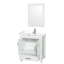 Load image into Gallery viewer, Wyndham Sheffield 30 Inch Single Bathroom Vanity in White, White Cultured Marble Countertop, Undermount Square Sink, 24 Inch Mirror- Wyndham