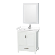 Load image into Gallery viewer, Wyndham Sheffield 30 Inch Single Bathroom Vanity in White, White Cultured Marble Countertop, Undermount Square Sink, Medicine Cabinet- Wyndham
