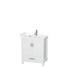 Load image into Gallery viewer, Wyndham Sheffield 30 Inch Single Bathroom Vanity in White, White Cultured Marble Countertop, Undermount Square Sink, No Mirror- Wyndham