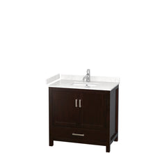 Load image into Gallery viewer, Wyndham Sheffield 36 Inch Single Bathroom Vanity in Espresso, Carrara Cultured Marble Countertop, Undermount Square Sink, No Mirror- Wyndham