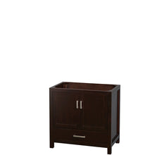 Load image into Gallery viewer, Wyndham Sheffield 36 Inch Single Bathroom Vanity in Espresso, White Carrara Marble Countertop, Undermount Square Sink, and No Mirror- Wyndham