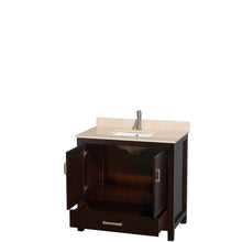 Load image into Gallery viewer, Wyndham Sheffield 36 Inch Single Bathroom Vanity in Espresso, Ivory Marble Countertop, Undermount Square Sink, and No Mirror- Wyndham