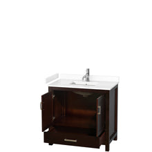 Load image into Gallery viewer, Wyndham Sheffield 36 Inch Single Bathroom Vanity in Espresso, White Cultured Marble Countertop, Undermount Square Sink, No Mirror- Wyndham