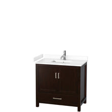 Load image into Gallery viewer, Wyndham Sheffield 36 Inch Single Bathroom Vanity in Espresso, White Cultured Marble Countertop, Undermount Square Sink, No Mirror- Wyndham