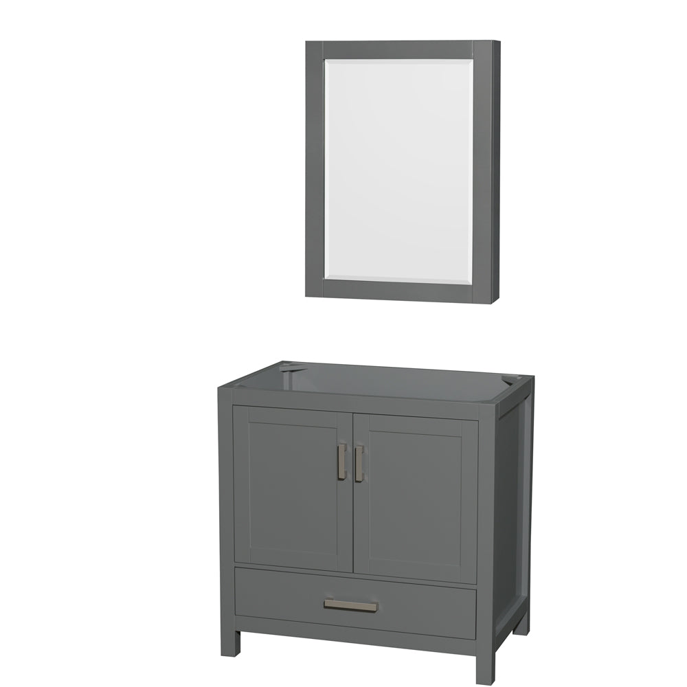 Wyndham Sheffield 36 Inch Single Bathroom Vanity in Dark Gray, No Countertop, No Sink, and Medicine Cabinet- Wyndham