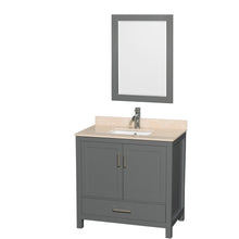 Load image into Gallery viewer, Wyndham Sheffield 36 Inch Single Bathroom Vanity in Dark Gray, Ivory Marble Countertop, Undermount Square Sink, and 24 Inch Mirror- Wyndham