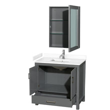 Load image into Gallery viewer, Wyndham Sheffield 36 Inch Single Bathroom Vanity in Dark Gray, White Cultured Marble Countertop, Undermount Square Sink, Medicine Cabinet- Wyndham