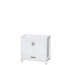 Load image into Gallery viewer, Wyndham Sheffield 36 Inch Single Bathroom Vanity in White, Ivory Marble Countertop, Undermount Square Sink, and 24 Inch Mirror- Wyndham